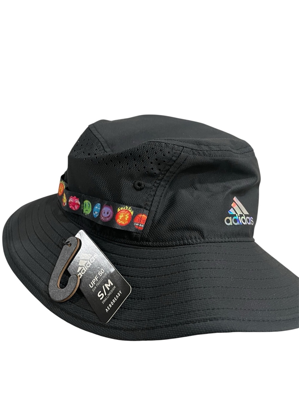 adidas Black Bucket Hat with Emoji Accent Band